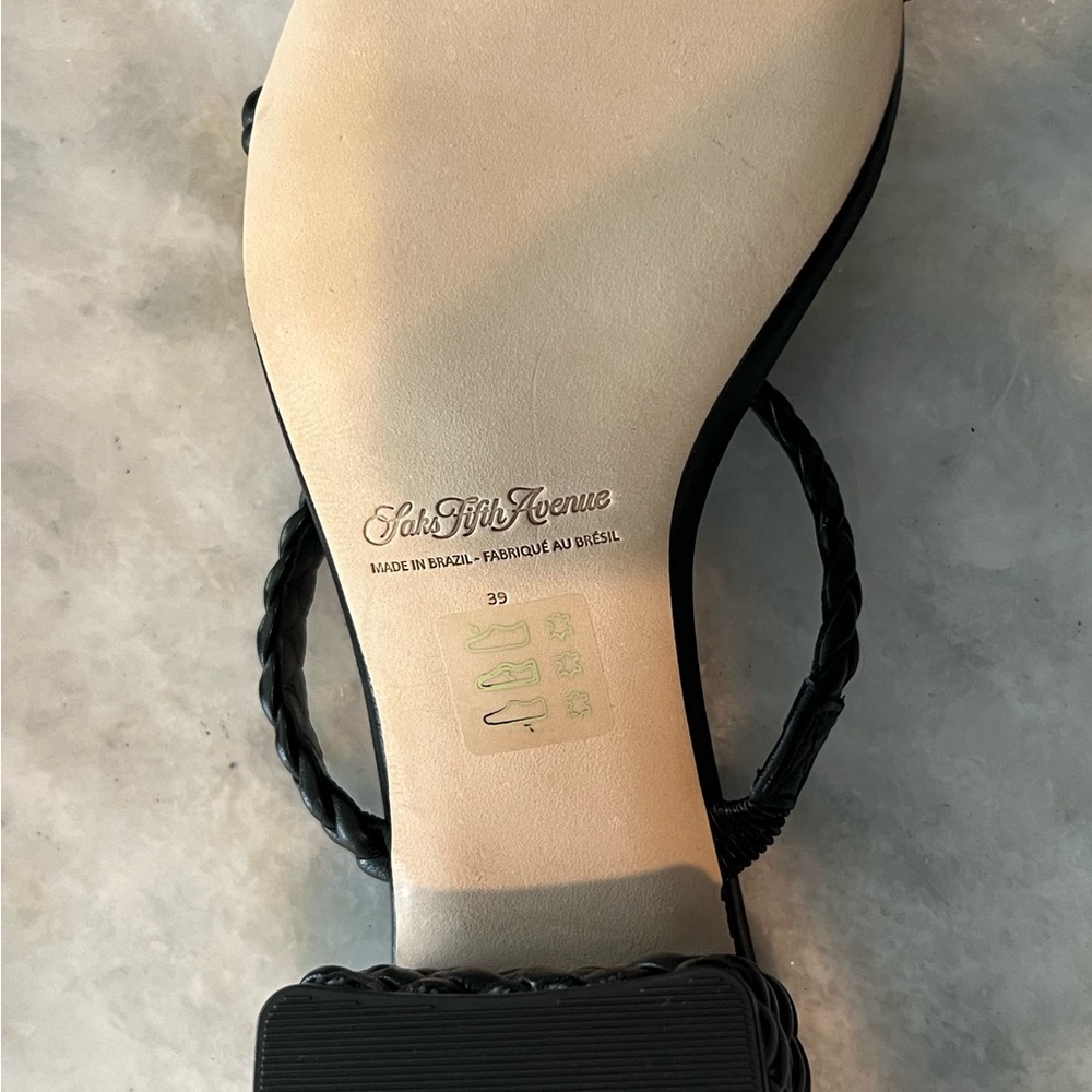 Saks Fifth Avenue Black Braided Strap Women's Sandals size 7.5 - Picture 8 of 13